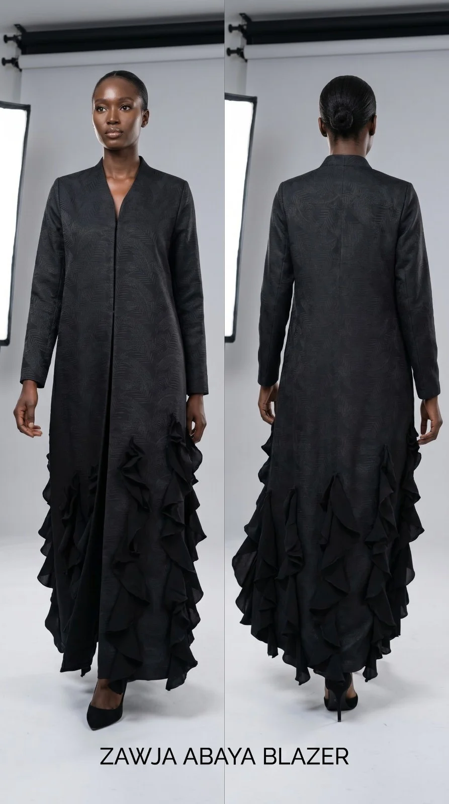 jacquard frill abaya